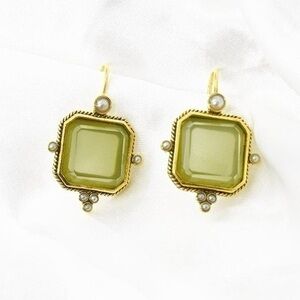 Green Square Earrings